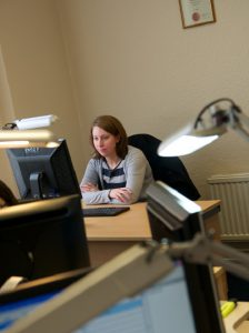 Siobhan at desk | LKTimeline 2006 | Translation specialists