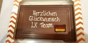 Happy Birthday LK Team chocolate | German to English translation