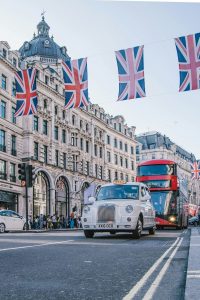 A scene in London illustrating one example of the English language