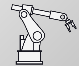 A graphic of a robot arm